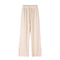 Img 5 - Summer Thin Women Ice Silk Long Pants Korean High Waist Loose Slim Look Splitted Straight Wide Leg Casual