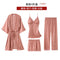 Pajamas Women Sexy Five-Piece Silk Padded Strap Pyjamas Loungewear Sleepwear