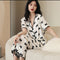 Southeast Asia Pajamas Women Summer Short Sleeve Shorts Silk Loungewear Cardigan Sets Sleepwear