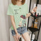 Women Summer Short Sleeve T-Shirt Korean Cartoon Round-Neck Printed Matching Tops T-Shirt