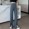 Img 6 - Suits Women Pants High Waist Drape Loose Straight Splitted Summer Casual Floor Length Suit Wide Leg Long