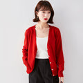 Img 2 - Women Korean Long Sleeved Sweater V-Neck Short Solid Colored Loose Knitted Cardigan