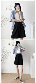 IMG 108 of Suits Shorts Women Summer Loose Plus Size Outdoor High Waist Mid-Length Wide Leg Drape Casual Pants Shorts