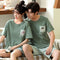 Couple Pajamas Women Summer Cotton Short Sleeve Korean Men Casual Thin Loungewear Two-Piece Sets Sleepwear