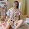 Summer Thin Silk Loungewear Women Short Sleeve Sexy Pajamas Replica Plus Size Cardigan Outdoor Sets Sleepwear