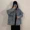 Img 2 - Cargo Blue Denim Women Student Harajuku Korean insLoose Single-Breasted Jacket