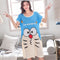 Plus Size Pajamas Women Cartoon Loose Short Sleeve Summer Mid-Length Casual Pyjamas Sleepwear