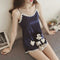 Img 3 - Silk Pyjamas Women Summer Sexy Strap Lace Pajamas insTwo-Piece Sets Loungewear