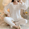 insPopular Streaming Solid Colored Pajamas Women Princess Long Sleeved Outdoor Loungewear Sleepwear