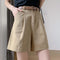 IMG 125 of Free Belt Cotton Suits Shorts Women Summer Korean Wide Leg Pants Loose Slim Look All-Matching Bermuda Shorts