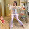 IMG 118 of Pajamas Women Sleeve Length Pants Korean Cartoon Loose Plus Size Adorable Two-Piece Sets Loungewear Sleepwear