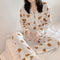 INSKorean Teens Long Sleeved Chequered Loungewear Two-Piece Sets Cotton Adorable Casual Pajamas Outdoor Sleepwear