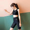 Img 2 - Two-Piece Sets Sporty Fitness Fitting Tops Women Slim Look Hip-Flattering Aid In Sweating Leggings Yoga Tank Top Short Pants