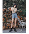 Img 9 - Vintage Hong Kong Wide Leg Shorts Summer Casual High Waist Loose Denim Women