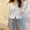 IMG 110 of Hooded Knitted Cardigan Women Korean Slim Look Zipper Short Long Sleeved Tops Outerwear