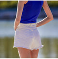 IMG 108 of White Stretchable Denim Shorts Women High Waist A-Line Summer Plus Size Wide Leg Loose Black insHot Pants Shorts
