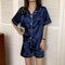 Img 1 - M-XLPlus Size Plus Summer Short Sleeve Silk Solid Colored Cardigan Lapel Replica Loungewear Sets