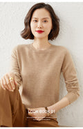 IMG 116 of Long Sleeved Wool Knitted Sweater Women Korean Slim Look Round-Neck Undershirt Outerwear