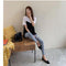 Img 4 - Summer Korean Slim Look insTops Trendy Elegant False Two-Piece Mid-Length Short Sleeve T-Shirt Women