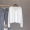 IMG 123 of All-Matching Short Matching Loose Popular Long Sleeved V-Neck Sweater Cardigan Tops Women Outerwear