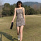 Img 3 - Summer Korean Chequered Strap Skirt Women Dress A-Line Dress