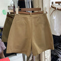IMG 105 of Cotton High Waist A-Line Bermuda Shorts Wide Leg Cargo Women Loose Casual Pants Shorts