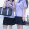 IMG 106 of Thailand Round-Neck jkUniform Women Inspired Mauve Short Sleeve Shirt First-Love Student Skirt