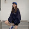 Img 3 - Sweatshirt Women Korean Loose Printed Mid-Length All-Matching BFHarajuku Blue Tops