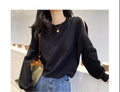 IMG 122 of Zipper Bare Shoulder Sweatshirt Women Long Sleeved insLoose Solid Colored Plus Size Outerwear
