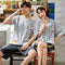 Couple Pajamas Summer Short Sleeve Cartoon Women Korean Loungewear Men Sets Fresh Looking Sleepwear