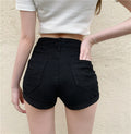 IMG 111 of Black Pants Summer Korean High Waist Denim Pants Women Slim Look Tall Look Fitted Straight Shorts