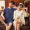 Summer Couple Pajamas Cotton Short Sleeve Shorts Men Cartoon Women Loungewear Sets Sleepwear