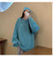 IMG 113 of Blue oversizeSweatshirt Women Loose bfLazy insLong Sleeved Tops Thin Outerwear