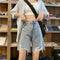 Img 3 - Personality BF Ripped Denim Shorts Women Summer Loose Korean Student High Waist Slim Look Bermuda Shorts