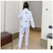 IMG 200 of Popular Streaming Pajamas Women Lapel Cotton Long Sleeved Trendy Western Cardigan Loungewear Sets Sleepwear