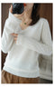 IMG 145 of Women Pullover Slim Look Solid Colored Long Sleeved V-Neck Undershirt Sweater Outerwear