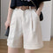 Img 2 - Free Belt Cotton Suits Shorts Women Summer Korean Wide Leg Pants Loose Slim Look All-Matching Bermuda