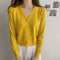 IMG 121 of Women All-Matching inShort V-Neck Cardigan Long Sleeved Sweater Tops Outerwear