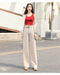 IMG 104 of Ice Silk Wide Leg Pants Women Summer Korean Drape Loose High Waist Elastic Thin Straight Jeans Long Casual Pants