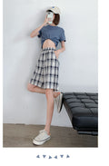 IMG 115 of Black White Chequered Shorts Women Summer Loose Student Straight Mid-Length Wide Leg Slim Look Casual Pants Hong Kong Hot Shorts