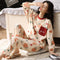 Pajamas Women Cotton Long Sleeved Korean Two-Piece Sets Loose Plus Size Outdoor Loungewear Sleepwear