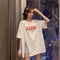 IMG 105 of Summer Hong Kong Minimalist White Short Sleeve T-Shirt Women Loose Korean Half Sleeved Splitted Tops ins T-Shirt