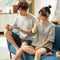 Summer Couple Pajamas Cotton Short Sleeve Shorts Men Cartoon Women Loungewear Sets Sleepwear