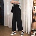Img 1 - Wide Leg Women Student Korean Ankle-Length Loose Straight High Waist Drape Black Slim-Look Street Style Pants