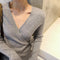 IMG 107 of Sexy Undershirt insTrendy V-Neck Thin Niche Sweater Women Tops Outerwear