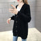 IMG 120 of Korean Puff Sleeves V-Neck Sweater Cardigan Women Loose Lazy Solid Colored Outerwear