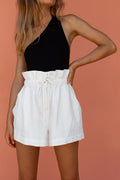 IMG 112 of Europe Popular Women Summer Casual Cotton Blend Plus Size Loose Drawstring Wide Leg Shorts