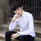 Img 2 - Summer Black Shirt Men Youth Korean Slim Look Solid Colored Business Trendy Men Shirt