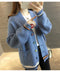 IMG 119 of Student Korean Pocket Sweater Women Loose V-Neck Long Sleeved Matching Knitted Cardigan Outerwear