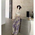 Img 2 - Trendy Dye Casual Summer Women Loose Wide Leg Long High Waist Straight Pants